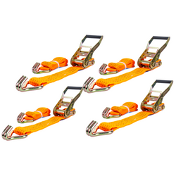 Satz aus vier UNITRAILER 3m/50mm/5t orangefarbenen Transportgurten mit Spannvorrichtung