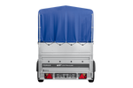 Autotransportanhänger 230x125 UNITRAILER FORCE 230 KIPP mit BIS-Seitenwänden, H-800-Rahmen und blauer Plane