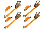 Satz aus vier orangefarbenen UNITRAILER-Transportgurten (2 m/25 mm/1 t) mit Spannvorrichtung