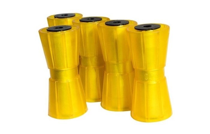 KNOTT-Kielrollen-Set in gelb, 5-teilig, für Pkw-Anhänger