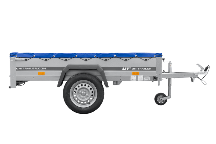 Leichter Anhänger 200x125 UNITRAILER GARDEN 201 KIPP mit blauer Plane