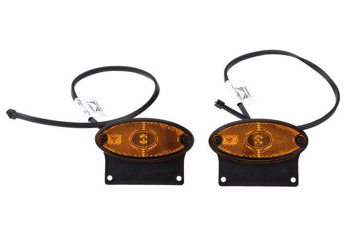 Set aus zwei ASPÖCK FLATPOINT II LED Umrissleuchten, orange, universal, mit Halterung